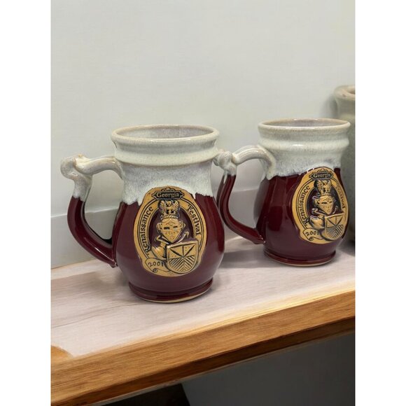 Renaissance Festival 2001 Georgia Stoneware Mugs Set Of 2 - Picture 5 of 13